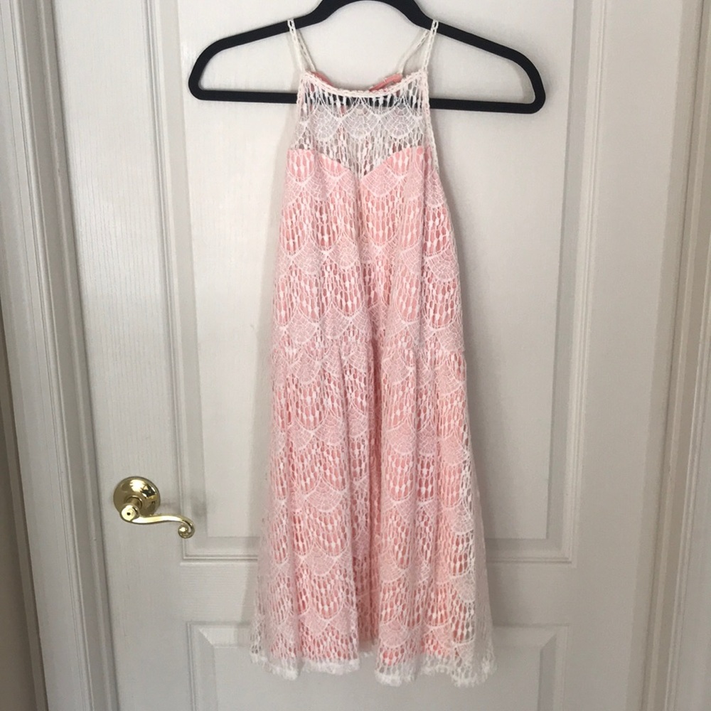 Charlotte Russe Baby Pink and White Lace Dress